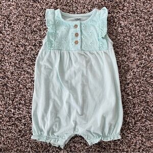 6M✨Embroidered Ruffle Romper Robin’s Egg Blue